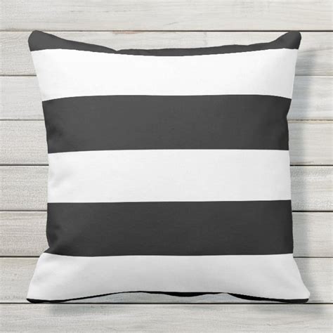 Black And White Striped Outdoor Pillow