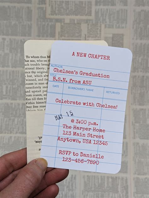 Custom Graduation Library Card Invitations Birthday Party Etsy
