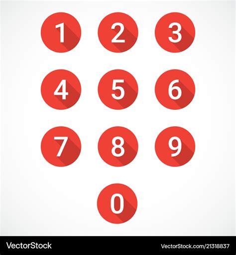 Set Red Number Icons Royalty Free Vector Image