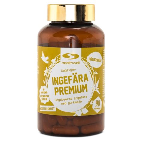 Köp Healthwell Ingefära Premium Med gurkmeja Svenskt Kosttillskott