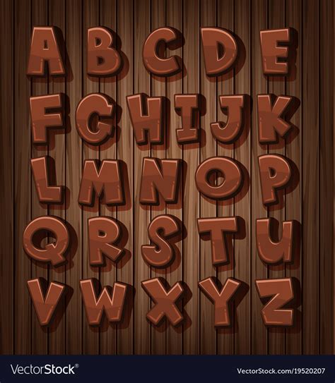 Font Design For English Alphabets With Brown Color
