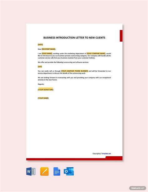 Company Introduction Letter To Client Template Google Docs Word