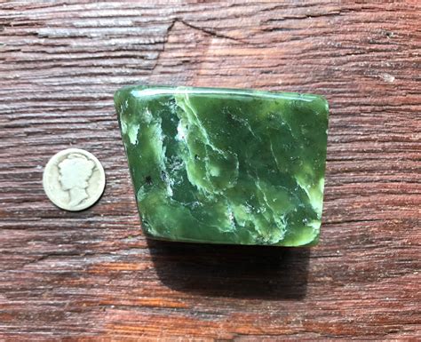 Jade Nephrite Standing Stone Deep Green Polished Stone Grams