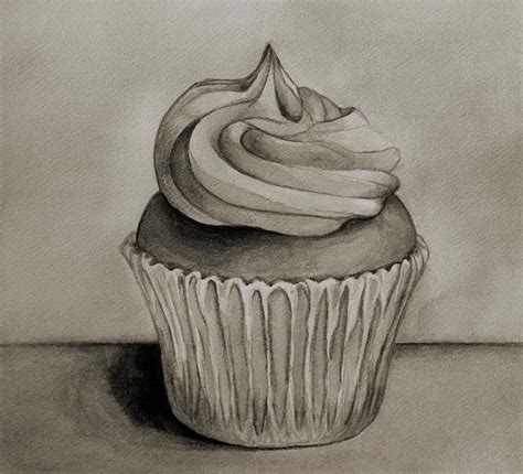 The new set of drawings we are covering in today's post, are themed around food. Cupcake In Black and White by GalleryPiece.deviantart.com on @deviantART | Cupcake drawing ...