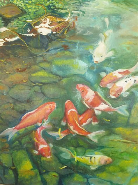 9 Koi Fish Oil Painting Modern Impressionism Colorful Koi Etsy