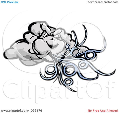 Clipart Storm Cloud Blowing Wind Royalty Free Vector