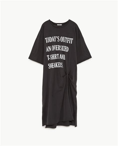 Image Of Dress With Slogan And Gathered Details From Zara Todays