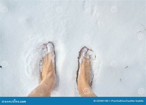 Barefoot In The Snow Stock Photo Image Of Foot Cool 235981180