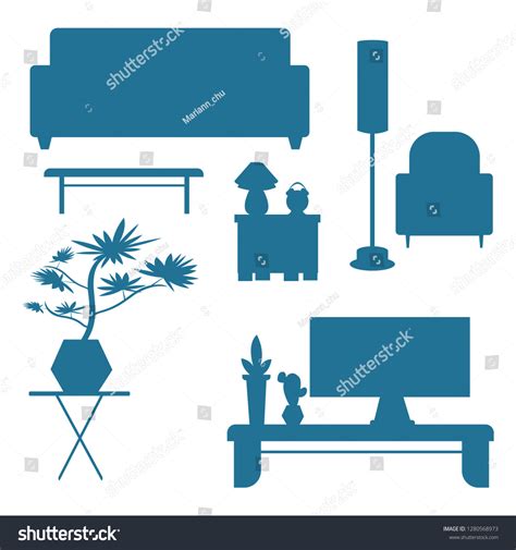 Home Furniture Silhouettes Set Design Elements Stock Vector Royalty