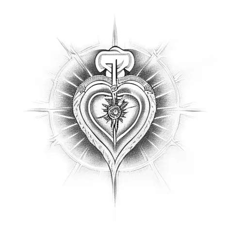Blackwork Sacred Heart Tattoo Idea Blackink Ai