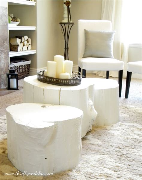 Diy Painted Tree Stump Coffee Table Thrifty And Chic The Inspired Room