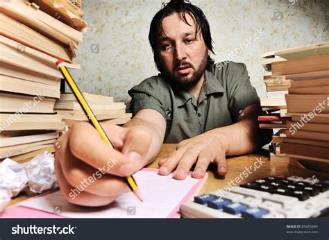 Hard Work Businessman Accounting At The Office Stock Photo 85445689