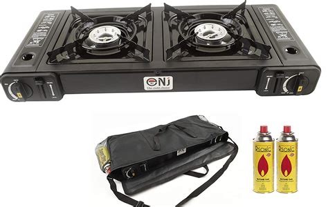 Nj 268 Double Camping Gas Stove 2 Burner Portable Cooker Carry Bag