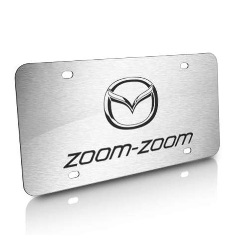 Mazda Zoom Zoom Logo And Nameplate On Brushed Stainless Steel License