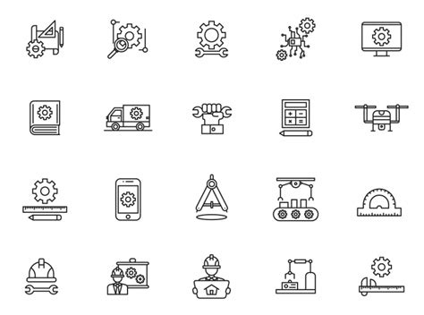 20 Engineering Line Icons