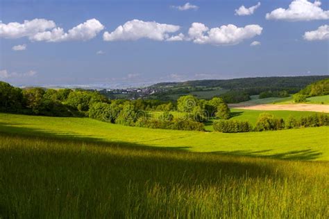 Green Field And Blue Cloudy Sky Stock Image Image Of Cloudy