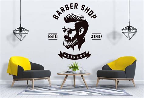 Barber Wall Decal Gentlemens Barber Shop Wall Decor Man Salon Etsy In