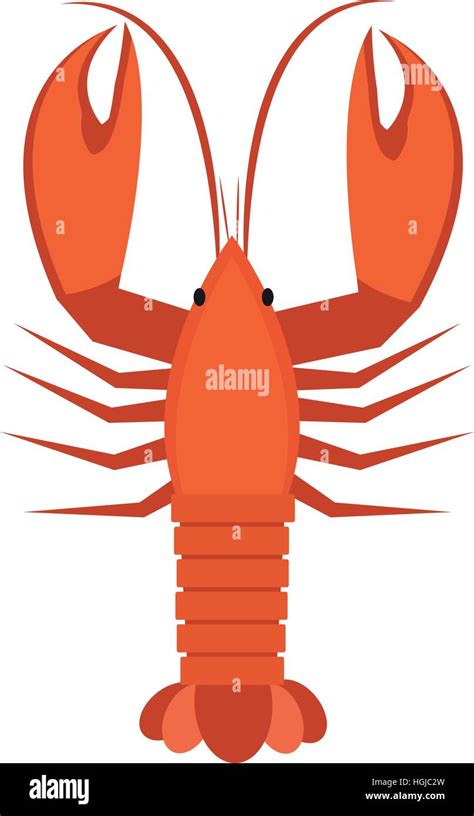 Crawfish Icon Flat Style Lobster Isolated On White Background Vector