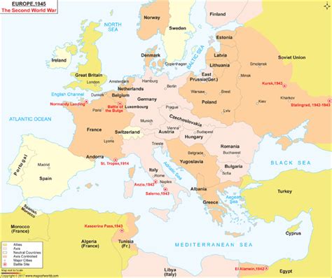 Europe 1945 And The Second World War Wall Map By Maps Of World Mapsales