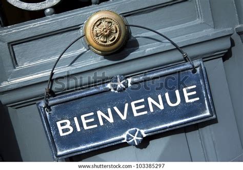 Welcome Sign On Door French Hotel Stock Photo Edit Now 103385297