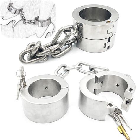 Heavy Weight Anklet Cuffs Stainless Steel Chain Shackle Manacle Adult Games Cosplay Hallowmas