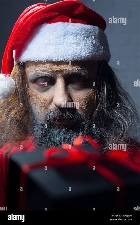 Christmas Portrait Of Scary Zombie Santa Dead Man New Year Horror