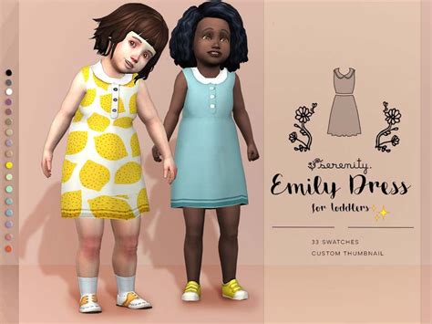 Платье в стиле Maxis Match 33 цветовых варианта Sims 4 Toddler