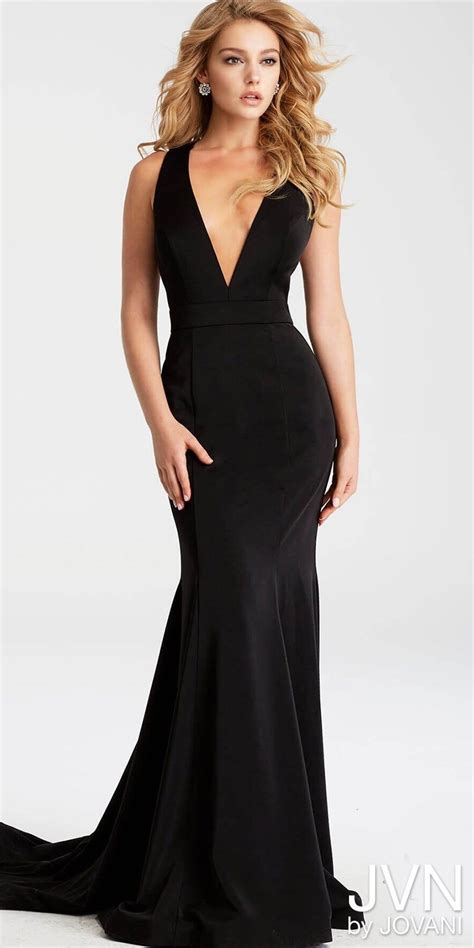 Classic Plunging V Neck Fitted Evening Dress From Jvn By Jovani Prom