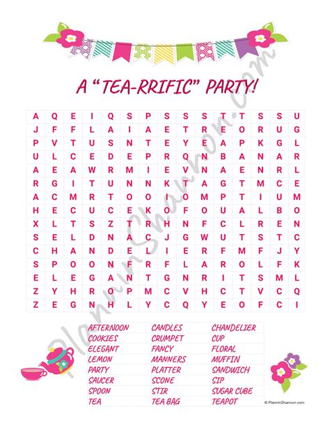 Kids Tea Party Bundle Game Pack The Tea Set Word Search Mix Up And