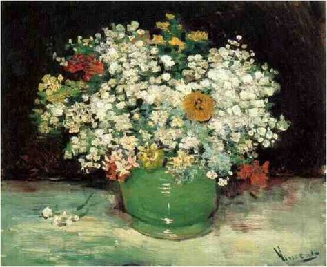 Öl auf leinwand * maße: Vase with Zinnias and Other Flowers by Vincent Van Gogh - 688