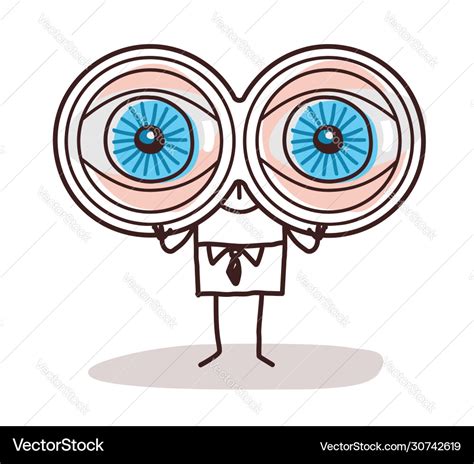 Cartoon Businessman With Big Binoculars Eyes Vector Image