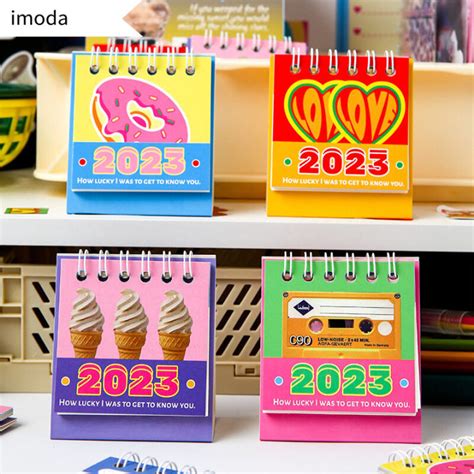 Imoda 1pc 2023 Mini 6060mm Desk Calendar Korean Style Colorful Desktop