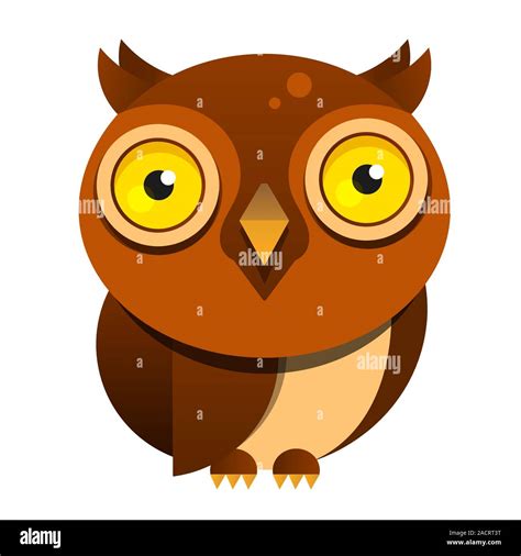 Cartoon Owl With Big Eyes Illustration For Kids Wildlife Stock Vector