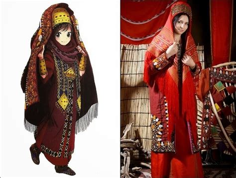 Turkmen Woman Traditional Outfits National Clothes Historical Fashion
