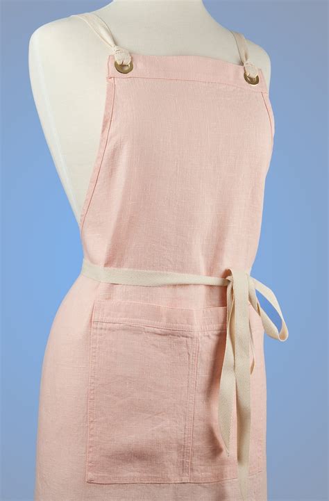 Linen Apron Full Apron 100 Linen Light Pink Color Made By Etsy