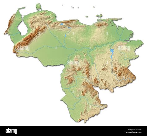 Mapa De Relieve De Venezuela Con El Relieve Sombreado Fotografía De