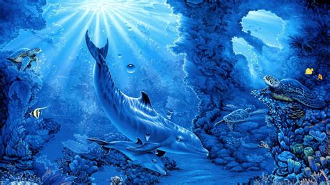 Dolphins Dolphin Art Underwater Wallpaper