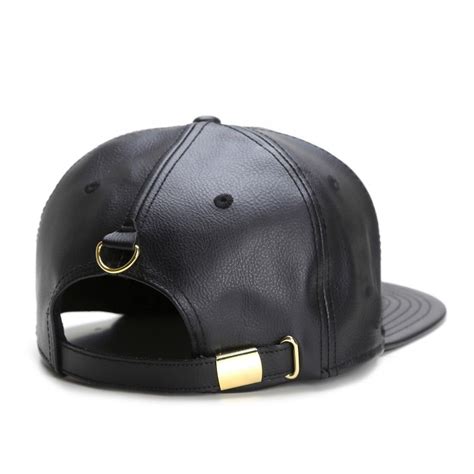 Wholesale Black Leather Snapback Hats5 Panels Leather Snapback Hats