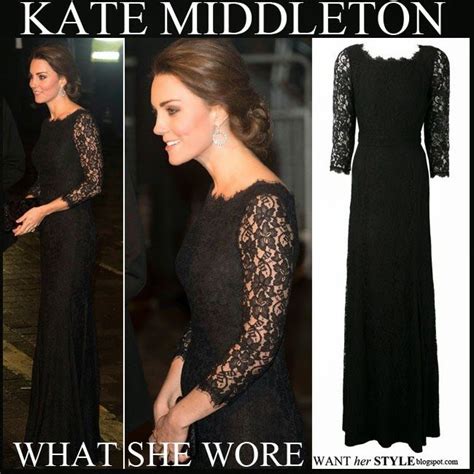 What She Wore Kate Middleton In Black Lace Gown At Royal Variety