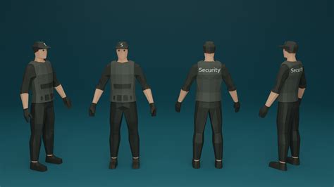 Artstation Security Guard Low Poly Character Model