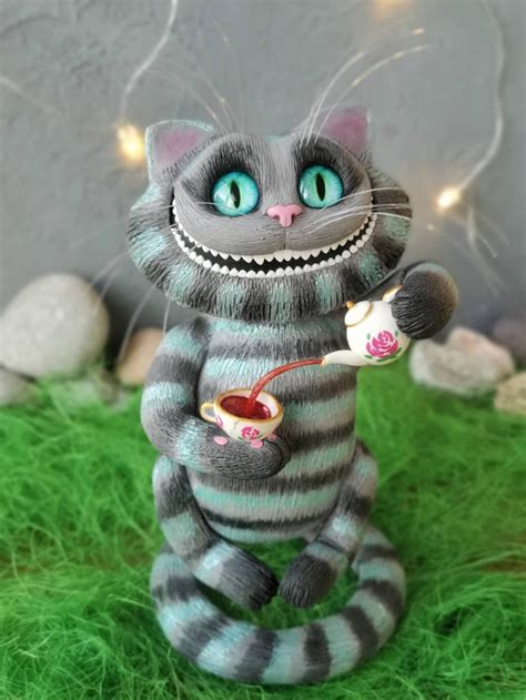 Cheshire Cat Figurine Alice In Wonderland Doll Tim Burton Etsy