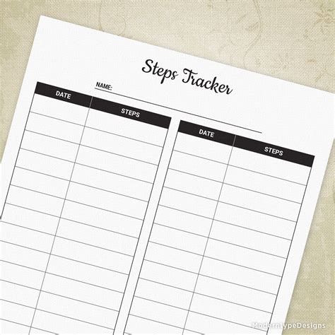 Steps Tracker Printable Walking Log Form Contest 30 Day Etsy Steps