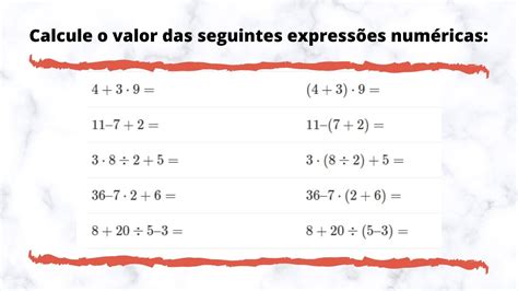 ⭕ Calcule O Valor Das Seguintes Expressões Numéricas Matemática Youtube