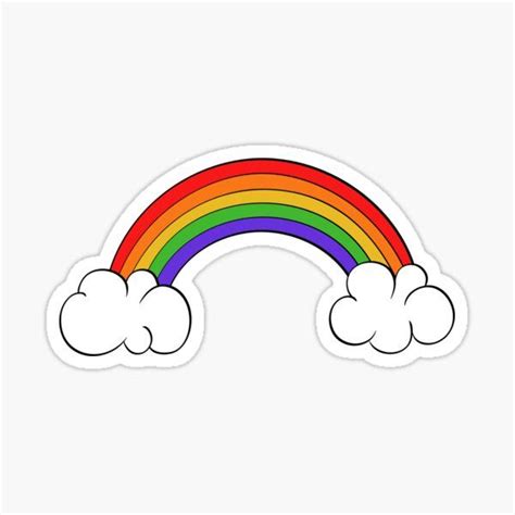 Rainbow Illustration Doodle Cartoon Cute Aesthetic Sticker For Sale