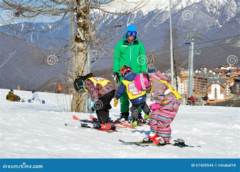 Sochi Russia February 27 2016 Ski Resort Rosa Khutor Teaching