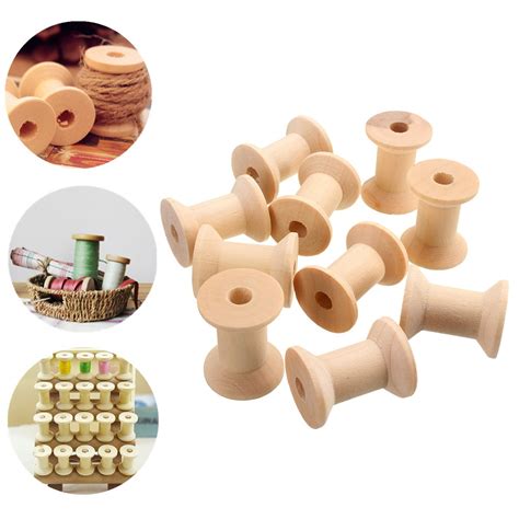 10pcs Vintage Style Wooden Bobbins Spools Reels For Sewing Ribbons