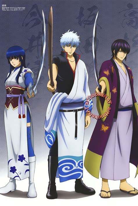 Imai Nobume Sakata Gintoki And Takasugi Shinsuke Stand With Swords At