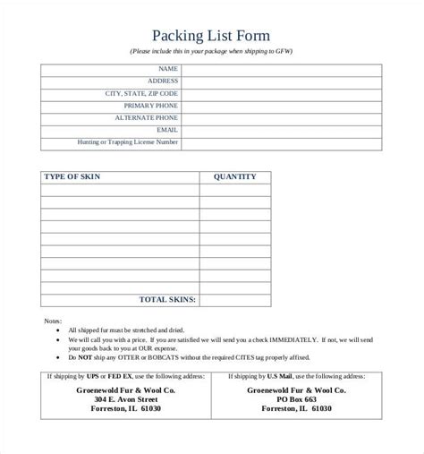 Packing List Templates 15 Free Word Excel And Pdf Formats Samples
