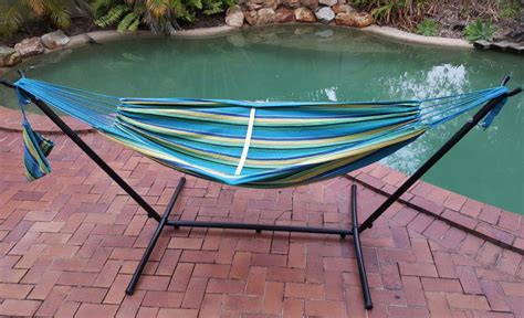 The best free standing hammock for your garden. Free Standing Teal Blue Canvas Hammock with Fixed Stand | eBay