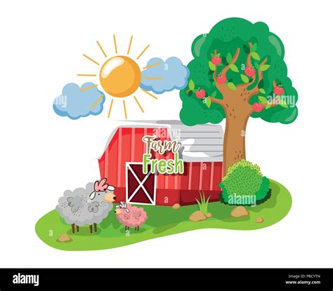 Beautiful Farm Cartoon Stock Vector Image And Art Alamy